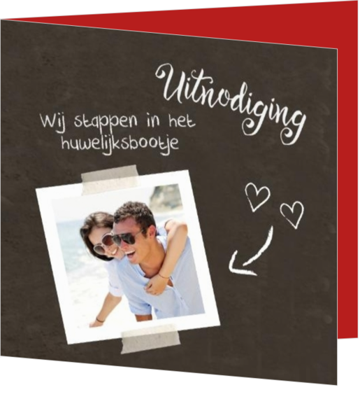 Trouwkaart Krijtbord met eigen foto